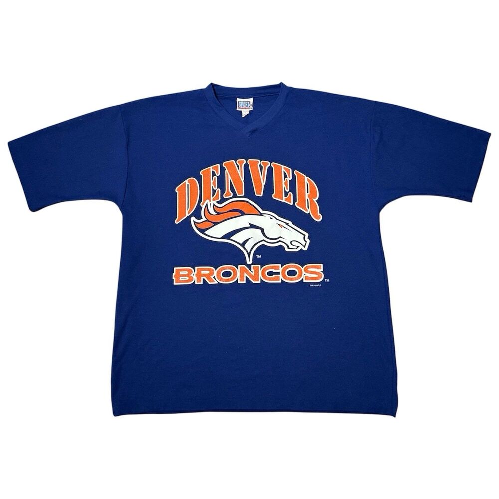 Vintage Sport Attack 1998 Broncos Terrell Davis Jersey T Shirt Blue Mens Size XL